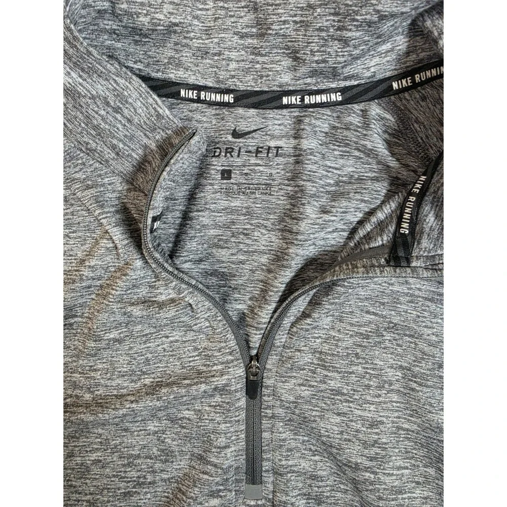 Nike Dri-FIT Running Pullover 1/4 Zip Thumb Hole Heathered Gray Womens Sz L